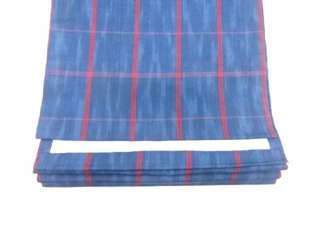  格子模様織り出し　開き名古屋帯（額縁仕立て）